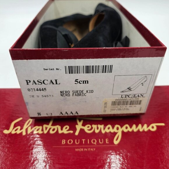 Vintage Salvatore Ferragamo Italy Black Suede Pumps Womens 8.5AAAA Dress Shoes - Picture 2 of 11